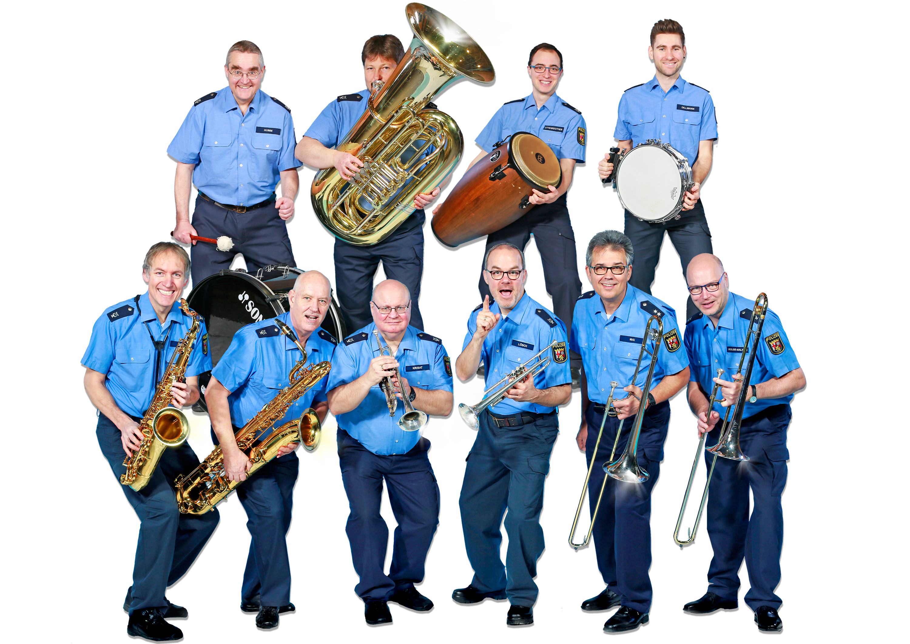 Bild der "Men in Blue", die Brass-Band des Landespolizeiorchesters Rheinland-Pfalz